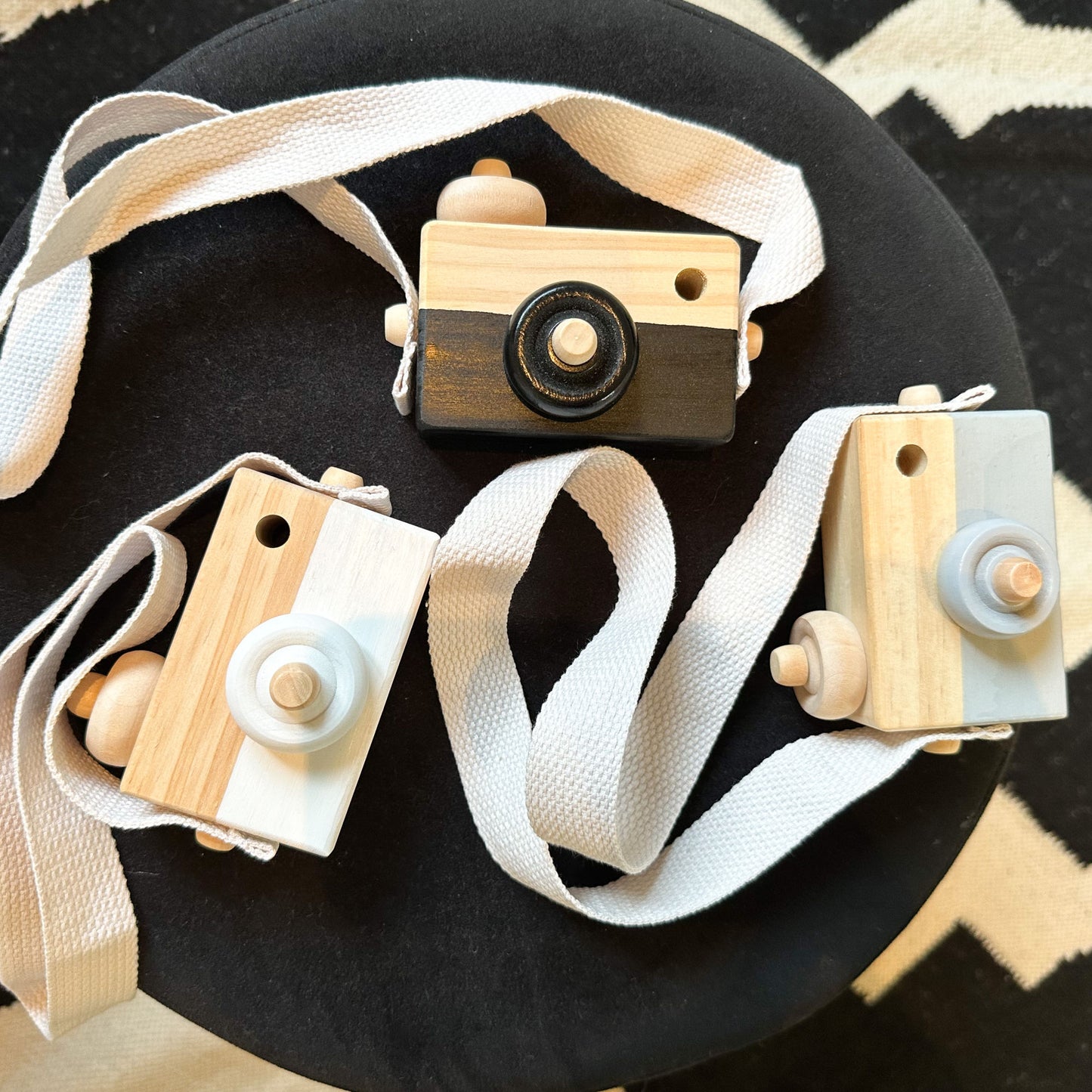 PERSONALISED WOODEN TOY CAMERA WHITE