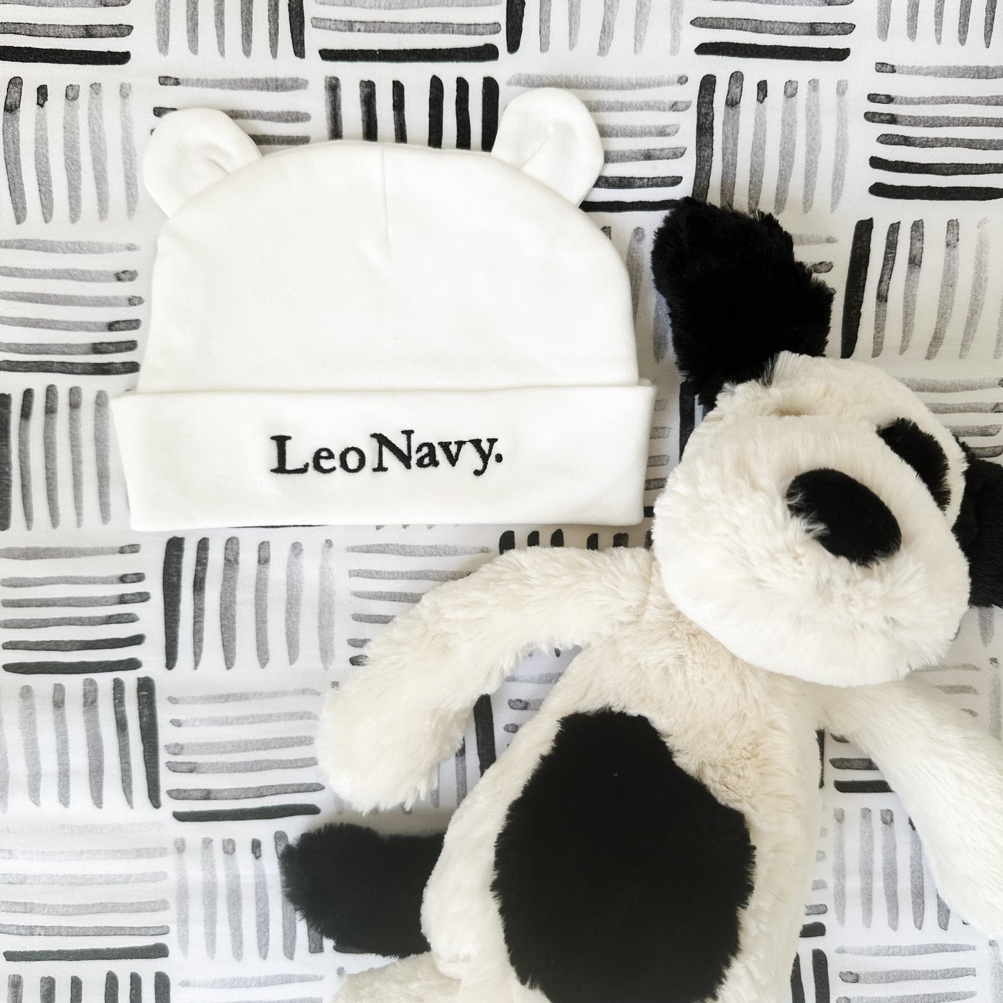 PERSONALISED BABY BEANIE WITH EARS WHITE