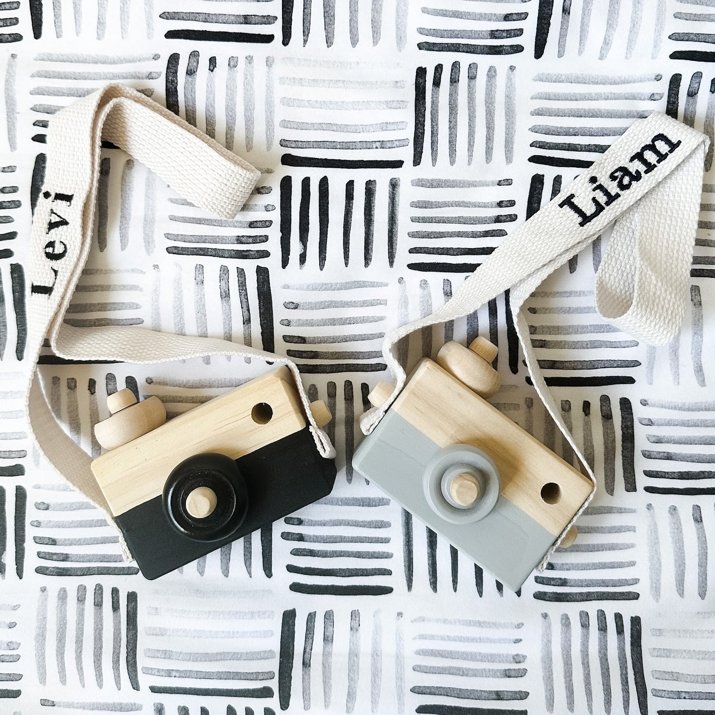 PERSONALISED WOODEN TOY CAMERA GREY