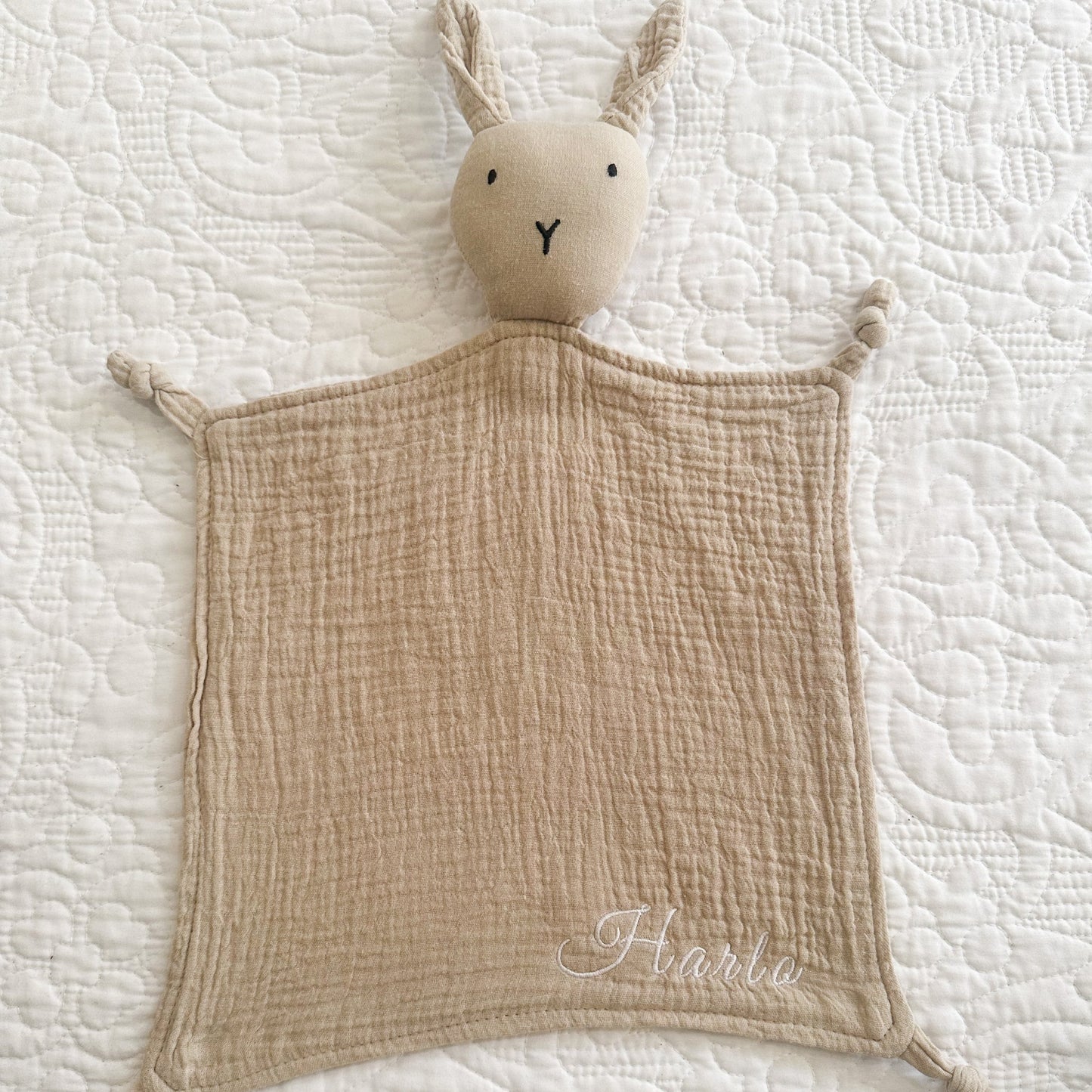 PERSONALISED BUNNY BABY COMFORTER BEIGE