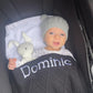 PERSONALISED DIAMOND KNIT BABY BLANKET GIFT SET BLACK