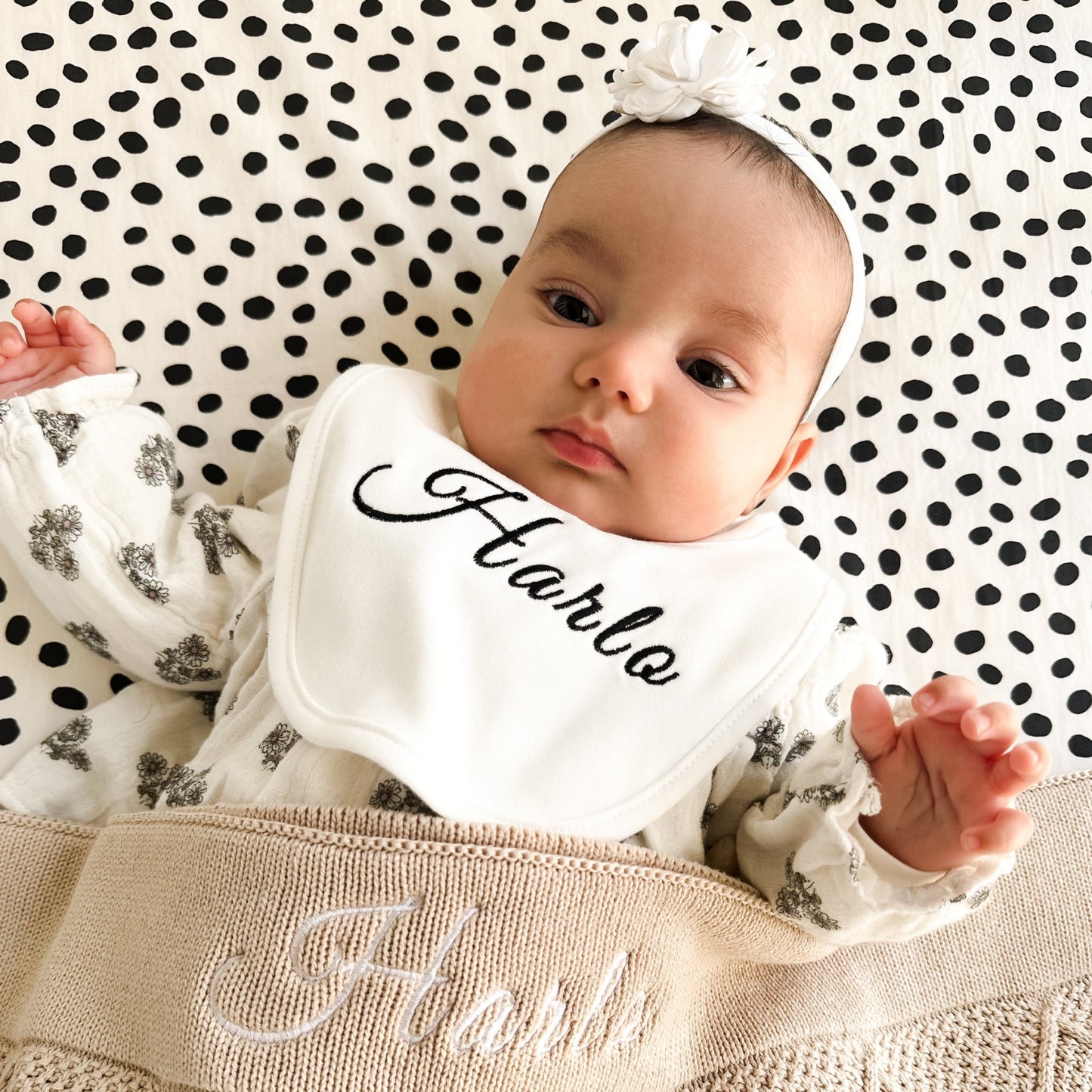 PERSONALISED COTTON BABY BIB WHITE