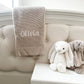 PERSONALISED COTTON KNIT BABY BLANKET BEIGE