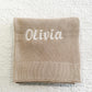 PERSONALISED COTTON KNIT BABY BLANKET BEIGE