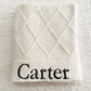 PERSONALISED DIAMOND COTTON KNIT BABY BLANKET WHITE