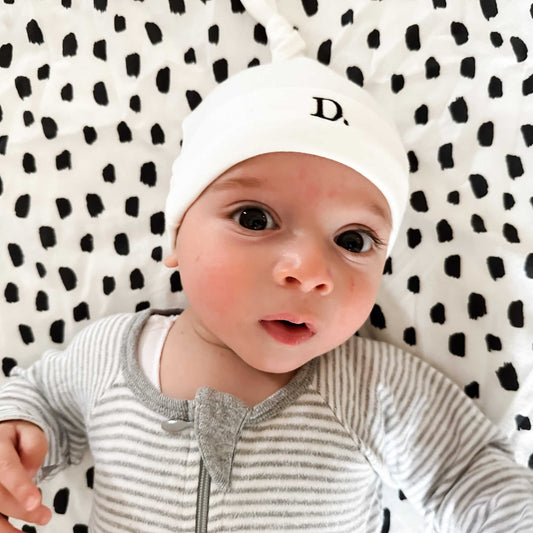 PERSONALISED KNOTTED BABY BEANIE WHITE